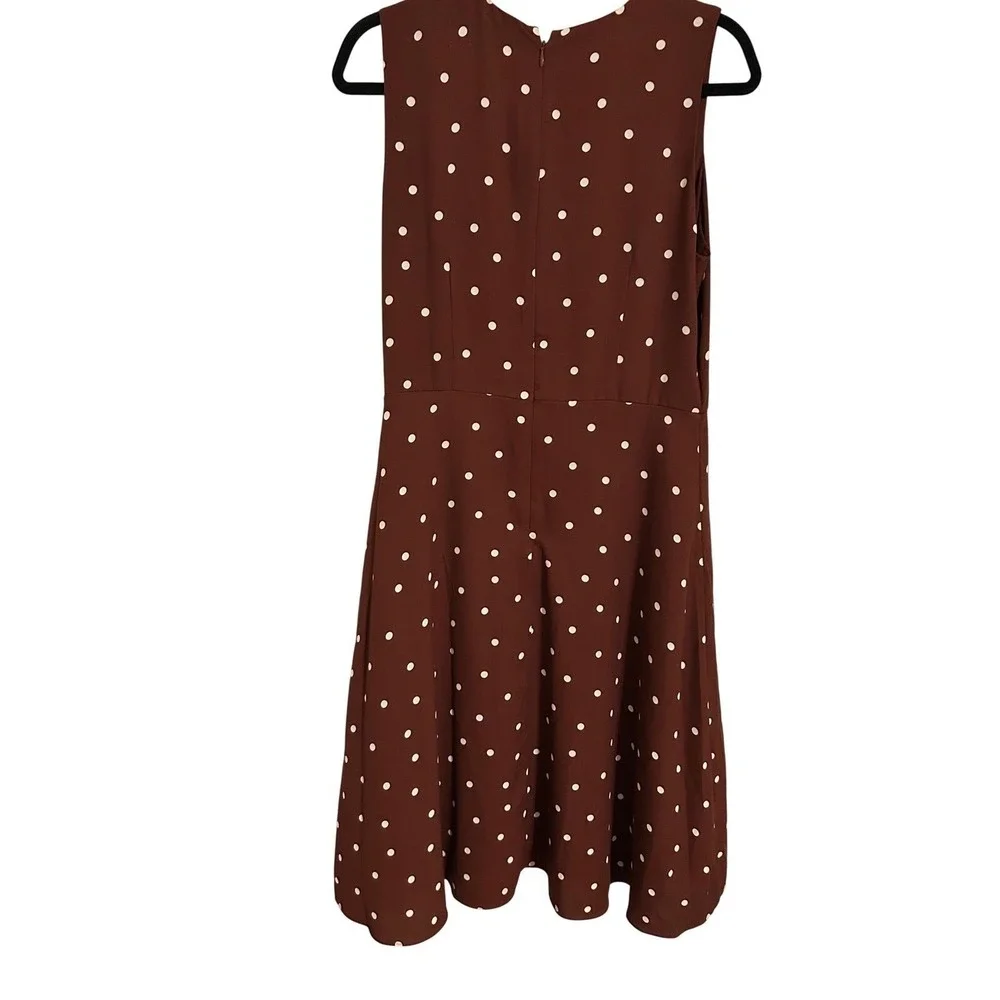 Ann Taylor Polka Dot‎ Wrap Midi Dress Rust Brown White Sleeveless Size 8 NWT